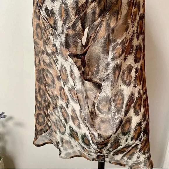 Joie Silk Leopard Print Sheer Blouse Top XS Animal Print Drop Shoulder Designer - Picture 7 of 13